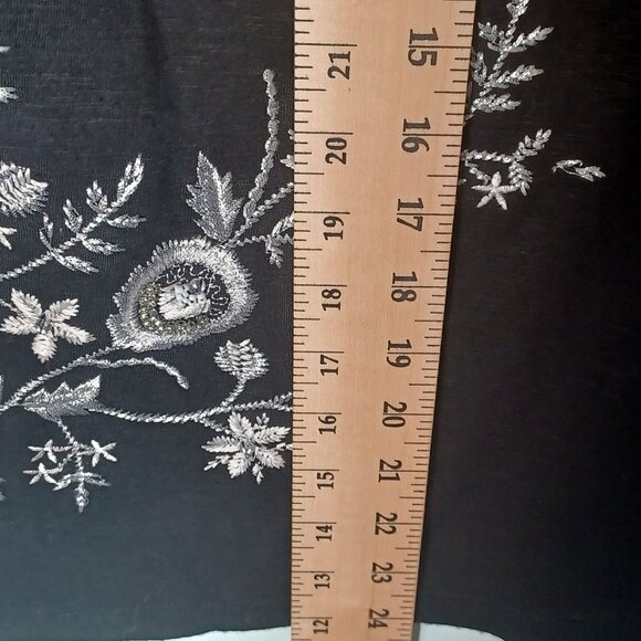 INC Boho Top Womens Small Embroidered Floral Cold Shoulder Beaded Peasant - Picture 5 of 9